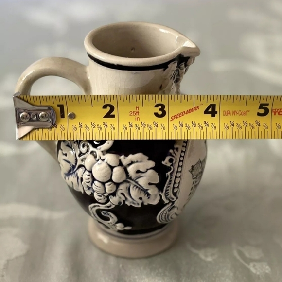 Vintage 1/4 Pitcher By Rothenburg #3458 Blue And White Stoneware - Picture 7 of 8